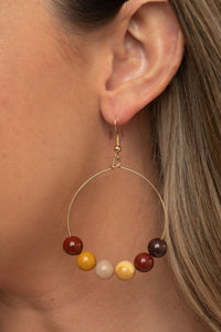 Paparazzi Accessories: Let It Slide - Multi Earthy Stone Hoop Earrings - Jewels N Thingz Boutique