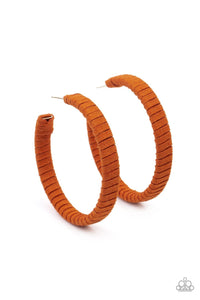 Paparazzi Accessories: Suede Parade - Orange Hoop Earrings - Jewels N Thingz Boutique