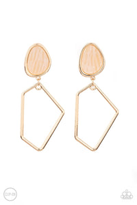 Paparazzi Accessories: Retro Reverie - Gold Faux Stone Clip-On Earrings - Jewels N Thingz Boutique