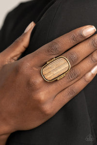 Paparazzi Accessories: Reclaimed Refinement - Gold Rustic Wood Ring - Jewels N Thingz Boutique