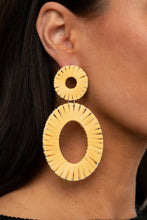 Load image into Gallery viewer, Paparazzi Accessories: Foxy Flamenco - Yellow Wicker-Like Earrings - Jewels N Thingz Boutique