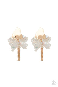 Paparazzi Accessories: Harmonically Holographic - Gold Iridescent Acrylic Earrings - Jewels N Thingz Boutique