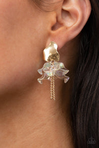 Paparazzi Accessories: Harmonically Holographic - Gold Iridescent Acrylic Earrings - Jewels N Thingz Boutique