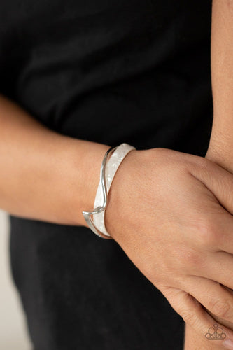 Paparazzi Accessories: Craveable Curves - White Acrylic Bracelet - Jewels N Thingz Boutique