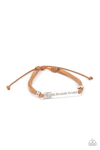 Paparazzi Accessories: To Live, To Learn, To Love - Brown Suede Inspirational Bracelet - Jewels N Thingz Boutique