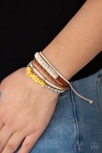 Paparazzi Accessories: Keep At ROAM Temperature - Yellow Suede and Leather Urban Bracelet - Jewels N Thingz Boutique