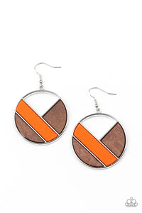 Paparazzi Accessories: Dont Be MODest - Orange Wooden Earrings - Jewels N Thingz Boutique