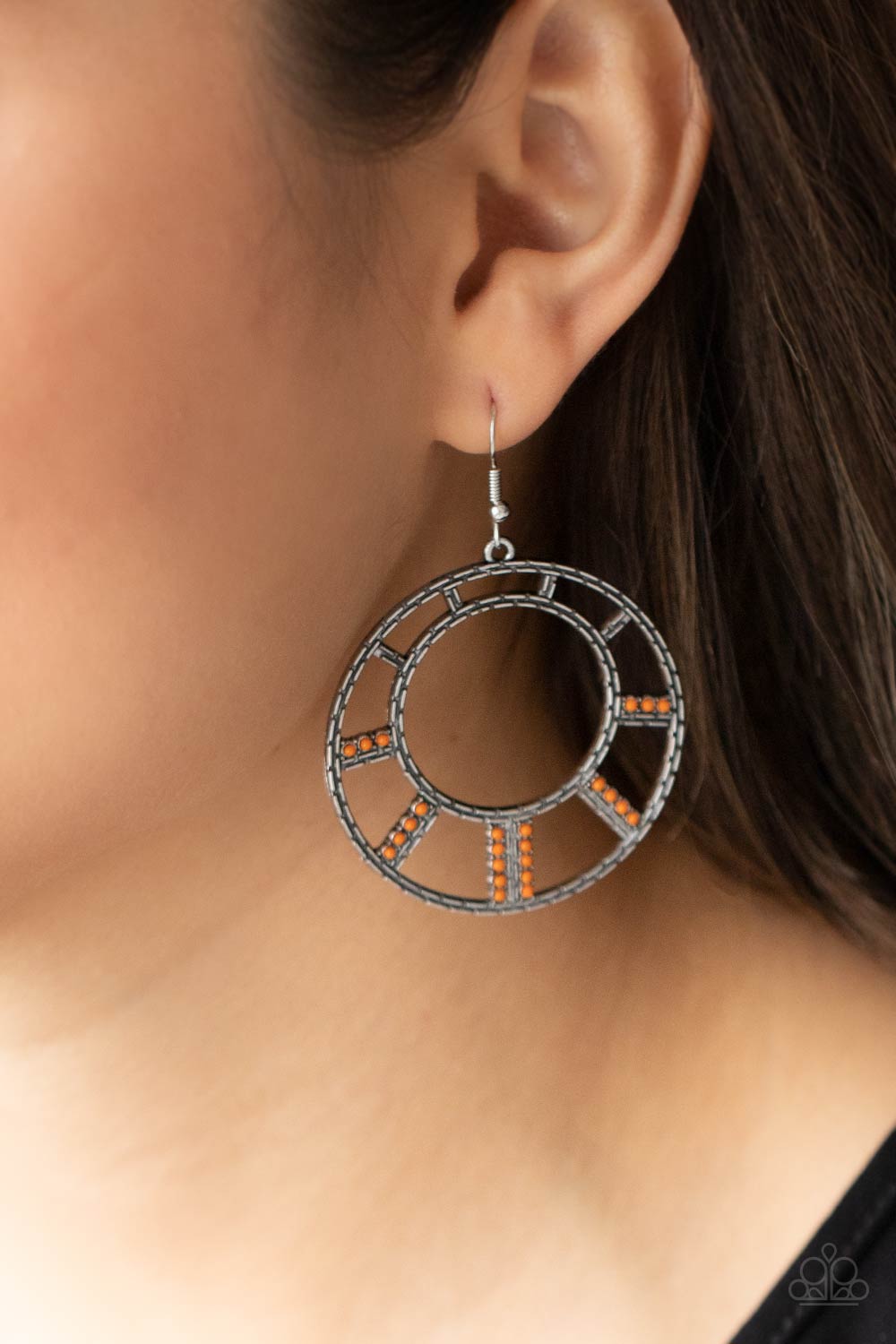 Paparazzi Accessories: Fleek Fortress - Orange Earrings - Jewels N Thingz Boutique