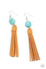 Load image into Gallery viewer, Paparazzi Accessories: All-Natural Allure - Rustic Suede and Turquoise Tassel Earrings - Jewels N Thingz Boutique