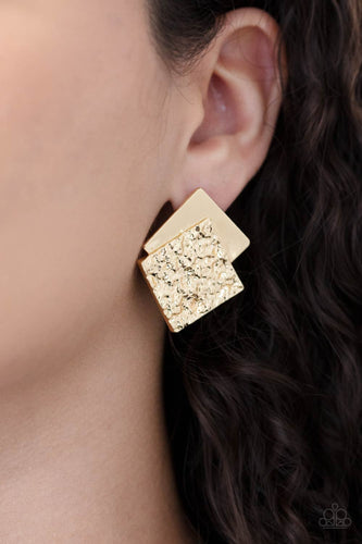 Paparazzi Accessories: Square With Style - Gold Post Earrings - Jewels N Thingz Boutique