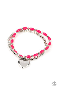 Paparazzi Accessories: Candy Gram - Pink Heart Charm Bracelet - Jewels N Thingz Boutique