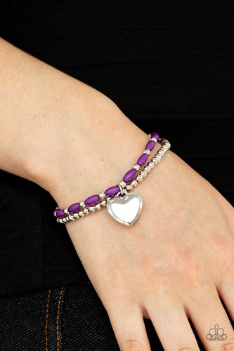 Paparazzi Accessories: Candy Gram - Purple Heart Bracelet - Jewels N Thingz Boutique