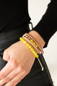 Paparazzi Accessories: Down HOMESPUN - Yellow Bracelet - Jewels N Thingz Boutique