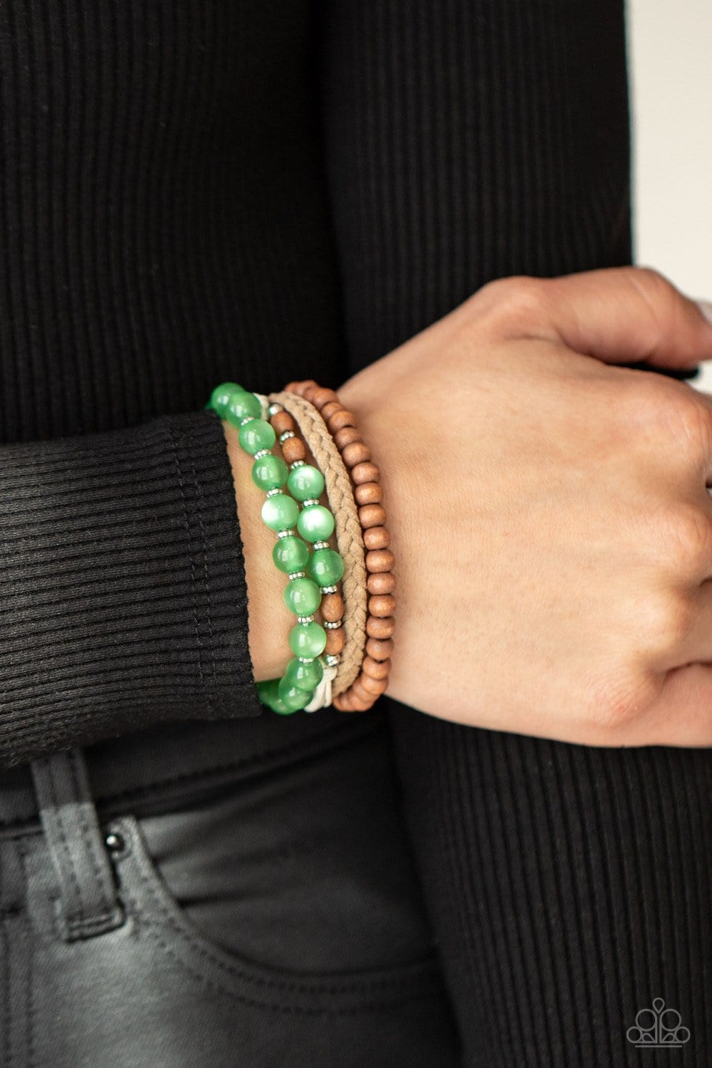 Paparazzi Accessories: Down HOMESPUN - Green Bracelet - Jewels N Thingz Boutique