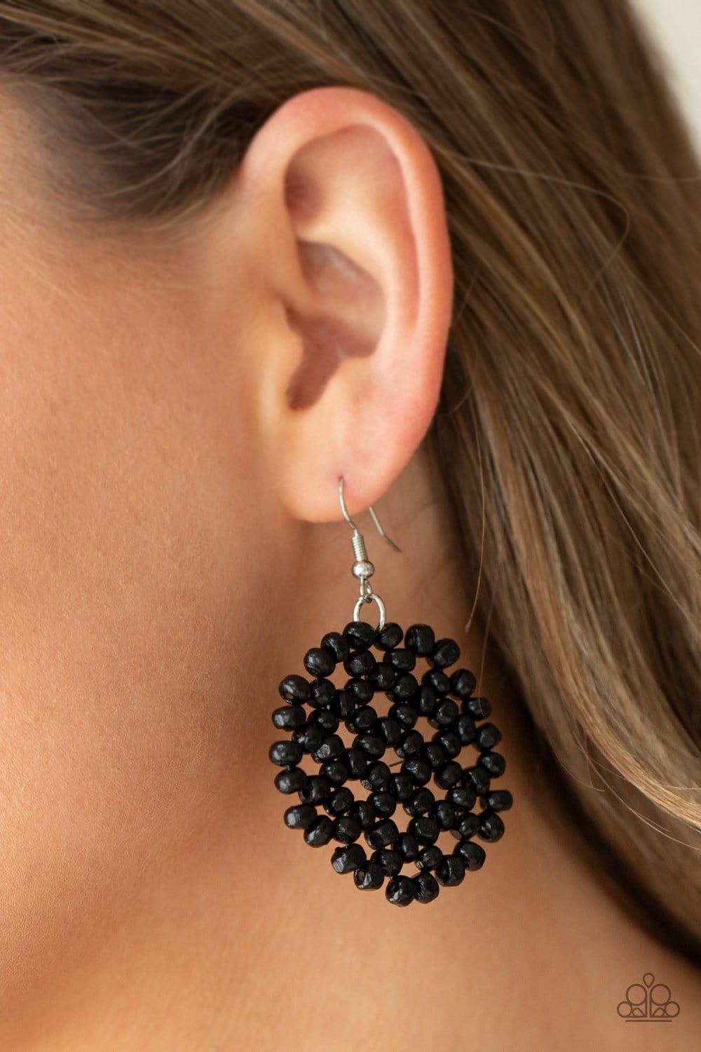 Paparazzi Accessories: Summer Escapade - Black Wooden Bead Earrings - Jewels N Thingz Boutique