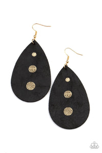 Paparazzi Accessories: Rustic Torrent - Black Leather Earrings - Jewels N Thingz Boutique