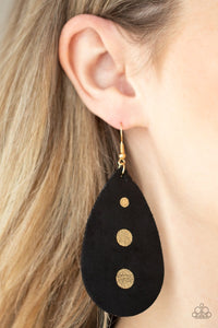 Paparazzi Accessories: Rustic Torrent - Black Leather Earrings - Jewels N Thingz Boutique