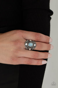 Paparazzi Accessories: In The Limelight - Blue Antiqued Rhinestone Ring - Jewels N Thingz Boutique