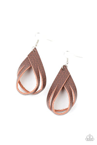 Paparazzi Accessories: Thats A STRAP - Brown Rustic Leather Earrings - Jewels N Thingz Boutique