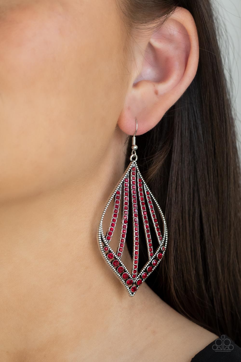 Paparazzi Accessories: Showcase Sparkle - Red Rhinestone Earrings - Jewels N Thingz Boutique
