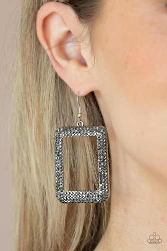 Paparazzi Accessories: World FRAME-ous - Silver Rhinestone Earrings - Jewels N Thingz Boutique