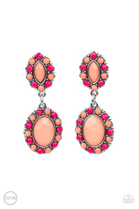 Paparazzi Accessories: Positively Pampered - Orange Clip-On Earrings - Jewels N Thingz Boutique