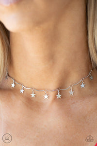 Paparazzi Accessories: Little Miss Americana Choker & Party in the USA Bracelet - Silver SET - Jewels N Thingz Boutique
