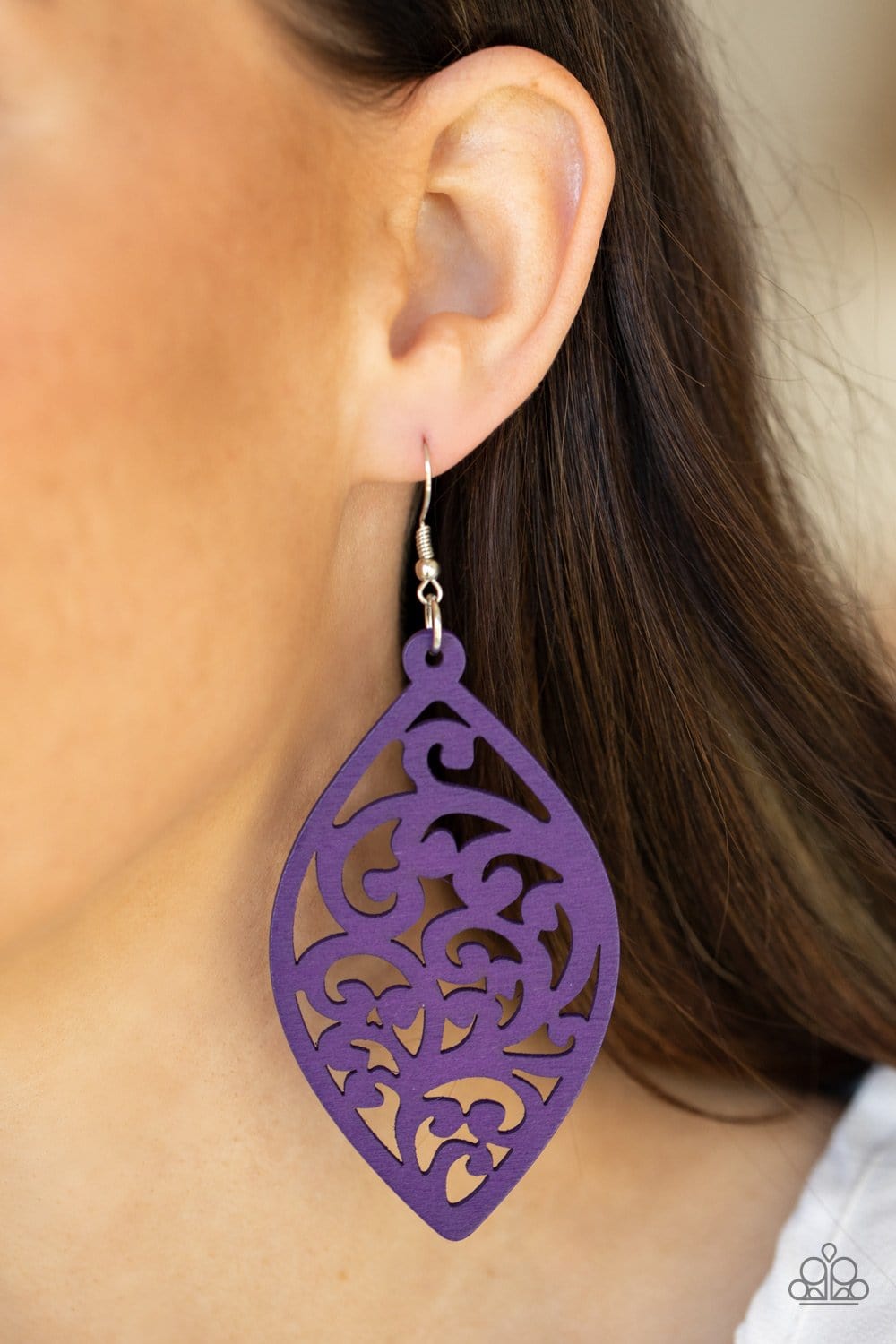 Paparazzi Accessories: Coral Garden - Purple Wooden Earrings - Jewels N Thingz Boutique