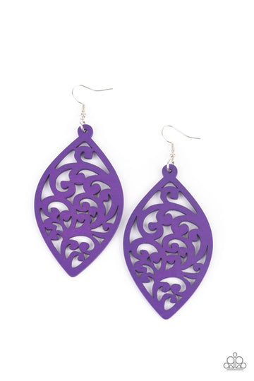 Purple wood earrings deals paparazzi