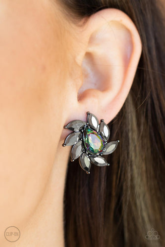 Paparazzi Accessories: Sophisticated Swirl - Multi Oil Spill Clip-On Earrings