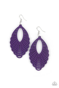 Paparazzi Accessories: Tahiti Tankini - Purple Wooden Earrings - Jewels N Thingz Boutique