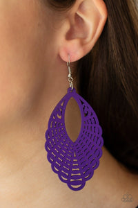 Paparazzi Accessories: Tahiti Tankini - Purple Wooden Earrings - Jewels N Thingz Boutique