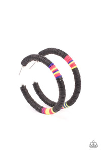 Paparazzi Accessories: Colorfully Contagious - Black Hoop Earrings - Jewels N Thingz Boutique