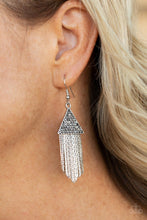 Load image into Gallery viewer, Paparazzi Accessories: Pyramid SHEEN - Silver Earrings - Jewels N Thingz Boutique
