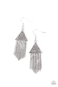 Paparazzi Accessories: Pyramid SHEEN - Silver Earrings - Jewels N Thingz Boutique