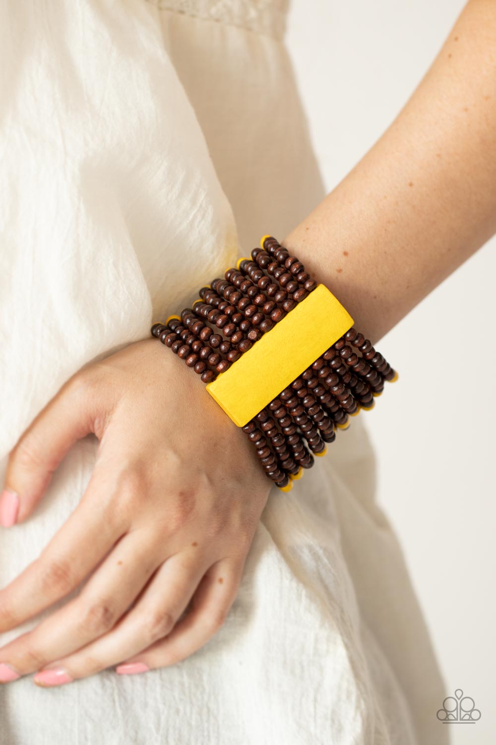 Paparazzi Accessories: Tropical Trendsetter - Yellow Wooden Bracelet
