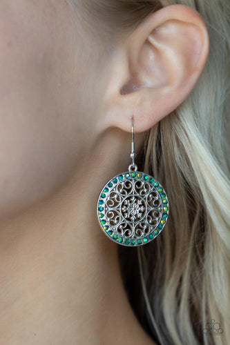 Paparazzi Accessories: Bollywood Ballroom - Green Iridescent Earrings - Jewels N Thingz Boutique