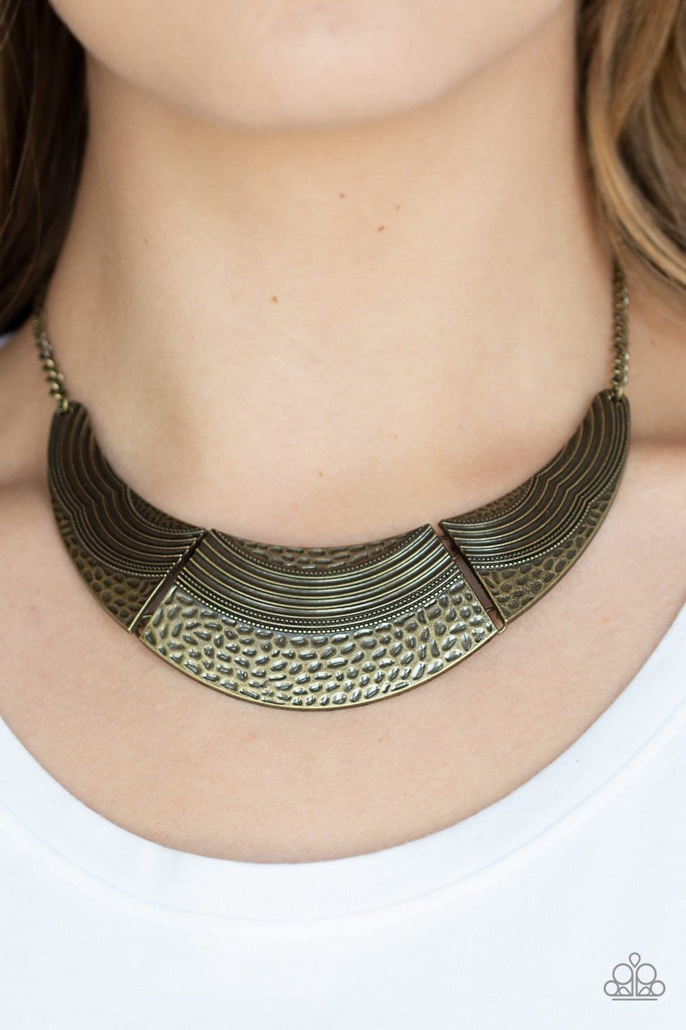 Paparazzi: Utterly Untamable Brass/Hammered/Antiqued Necklace - Jewels N’ Thingz Boutique