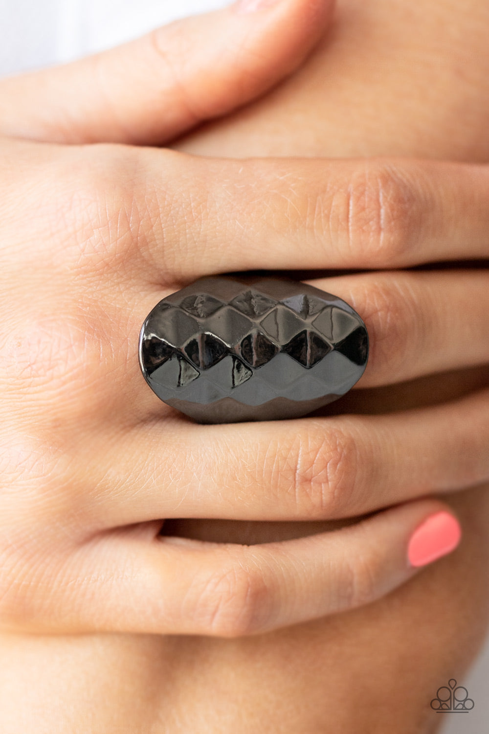 Paparazzi Accessories: Ferociously Faceted - Black Geometric Ring