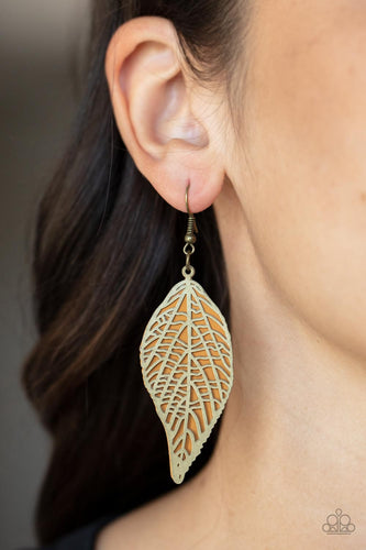 Paparazzi Accessories: Leafy Luxury - Brass Earrings - Jewels N Thingz Boutique