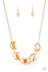 Paparazzi Accessories: Cosmic Closeup - Gold Iridescent Necklace - Jewels N Thingz Boutique