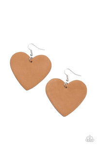 Paparazzi Accessories: Country Crush - Brown Leather Earrings - Jewels N Thingz Boutique