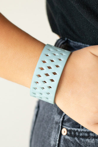 Paparazzi Accessories: Glamp Champ - Blue Leather Bracelet - Jewels N Thingz Boutique