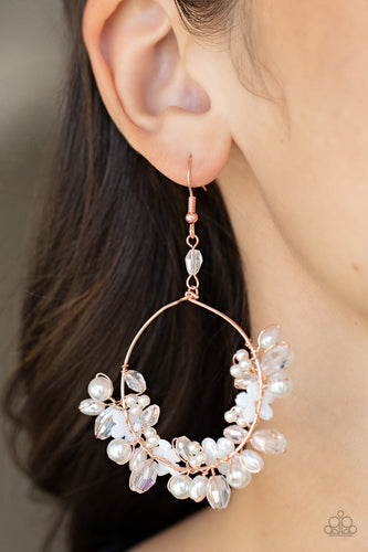 Paparazzi Accessories: Floating Gardens - Copper Pearl Iridescent Earrings