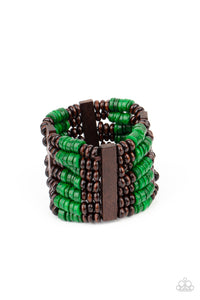 Paparazzi Accessories: Vacay Vogue - Green Wooden Bracelet