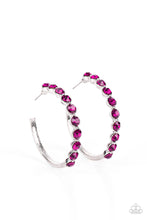Load image into Gallery viewer, Paparazzi Accessories: Photo Finish - Pink Rhinestone Hoop Earrings