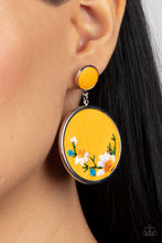 Load image into Gallery viewer, Paparazzi Accessories: Embroidered Gardens - Yellow Leather Earrings