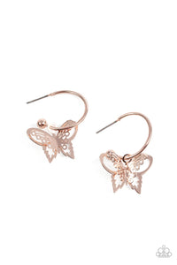 Paparazzi Accessories: Butterfly Freestyle - Rose Gold Earrings