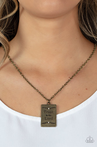 Paparazzi Accessories: All About Trust - Brass Inspirational Necklace