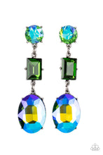 Load image into Gallery viewer, Paparazzi Accessories: Extra Envious - Green Oil Spill/UV Shimmer Earrings